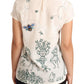 Dolce & Gabbana White Silk Garden Fountain T-Shirt Blouse