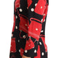 Dolce & Gabbana Black Red Sicily Bag Print Silk Stretch Blouse