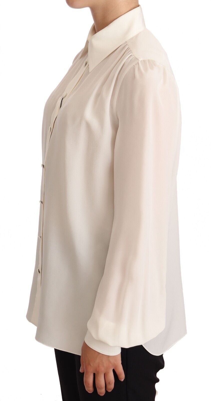 Dolce & Gabbana White Long Sleeve Polo Shirt Top Blouse