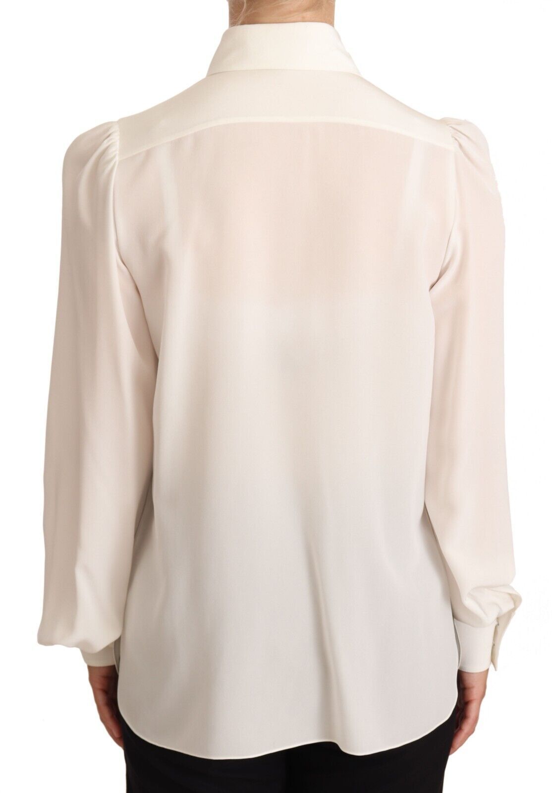 Dolce & Gabbana White Long Sleeve Polo Shirt Top Blouse