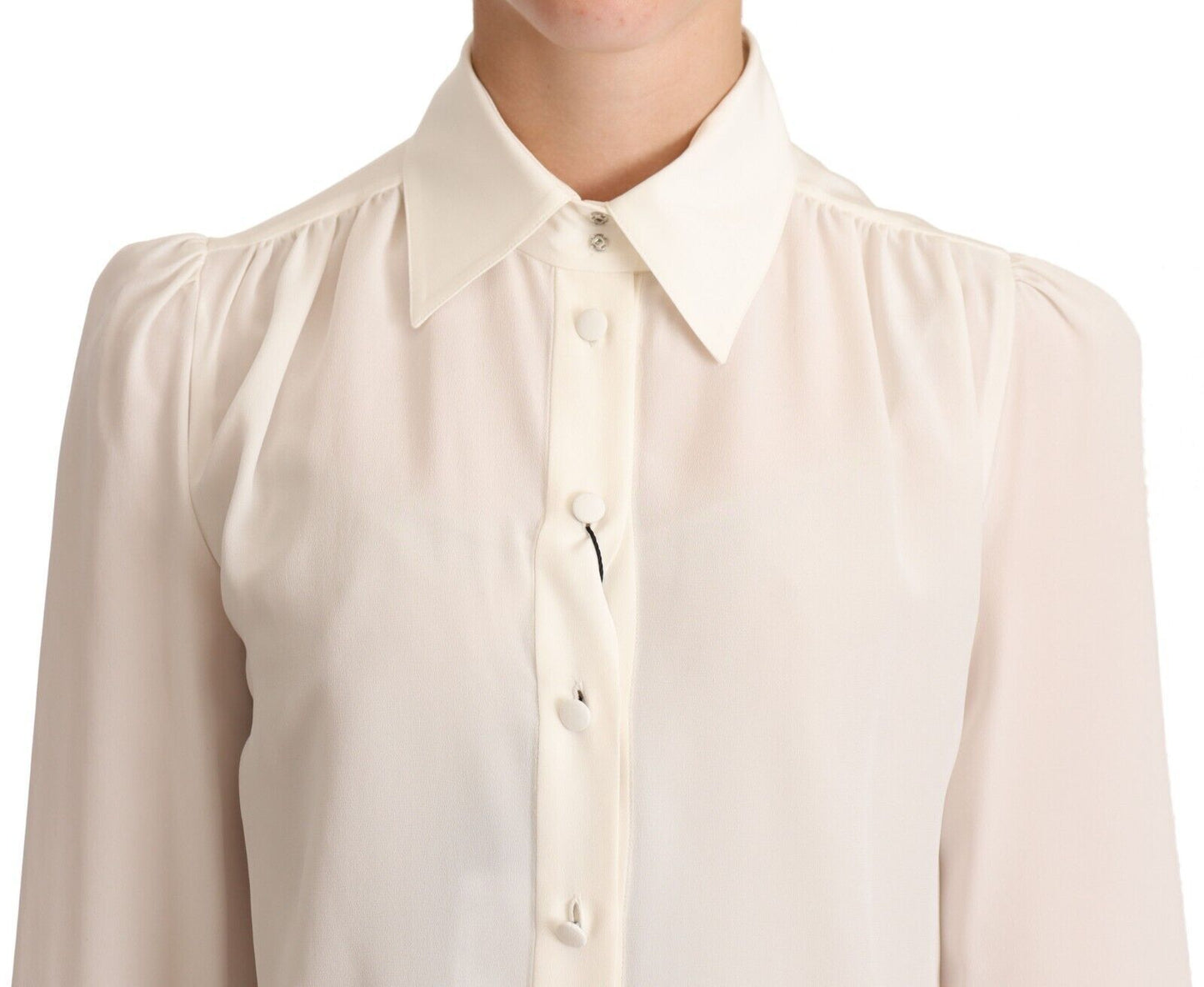 Dolce & Gabbana White Long Sleeve Polo Shirt Top Blouse