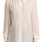 Dolce & Gabbana White Long Sleeve Polo Shirt Top Blouse