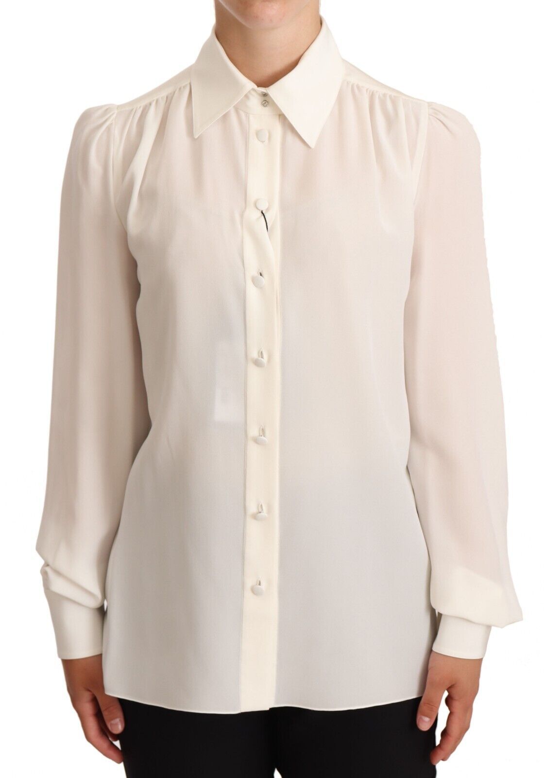 Dolce & Gabbana White Long Sleeve Polo Shirt Top Blouse