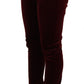 Dolce & Gabbana Red Velvet Skinny Trouser Cotton Stretch Pants