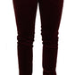 Dolce & Gabbana Red Velvet Skinny Trouser Cotton Stretch Pants