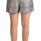 Dolce & Gabbana Silver Floral Brocade High Waist Shorts