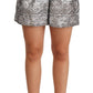 Dolce & Gabbana Silver Floral Brocade High Waist Shorts