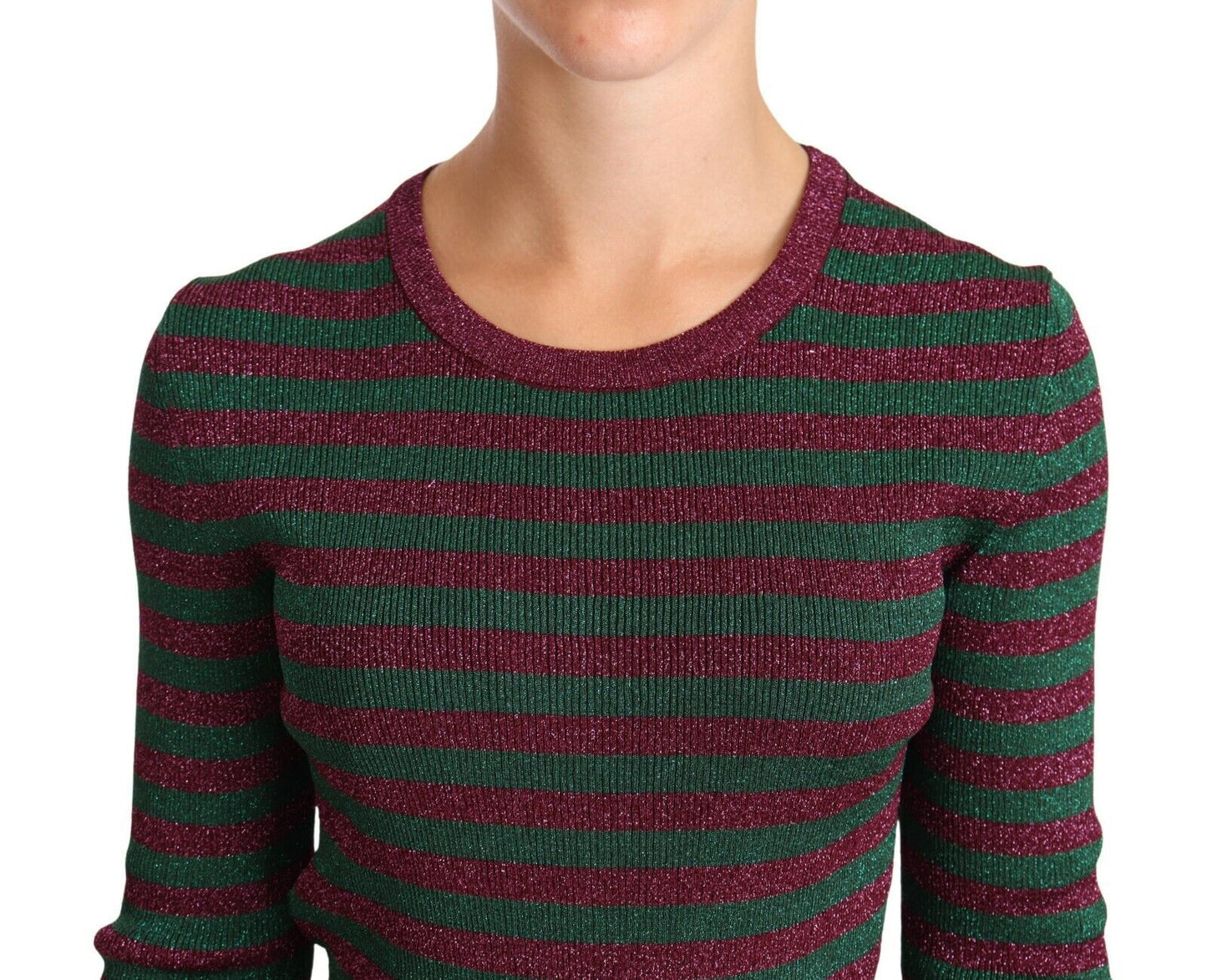 Dolce & Gabbana Multicolor Striped Crew Neck Pullover Sweater