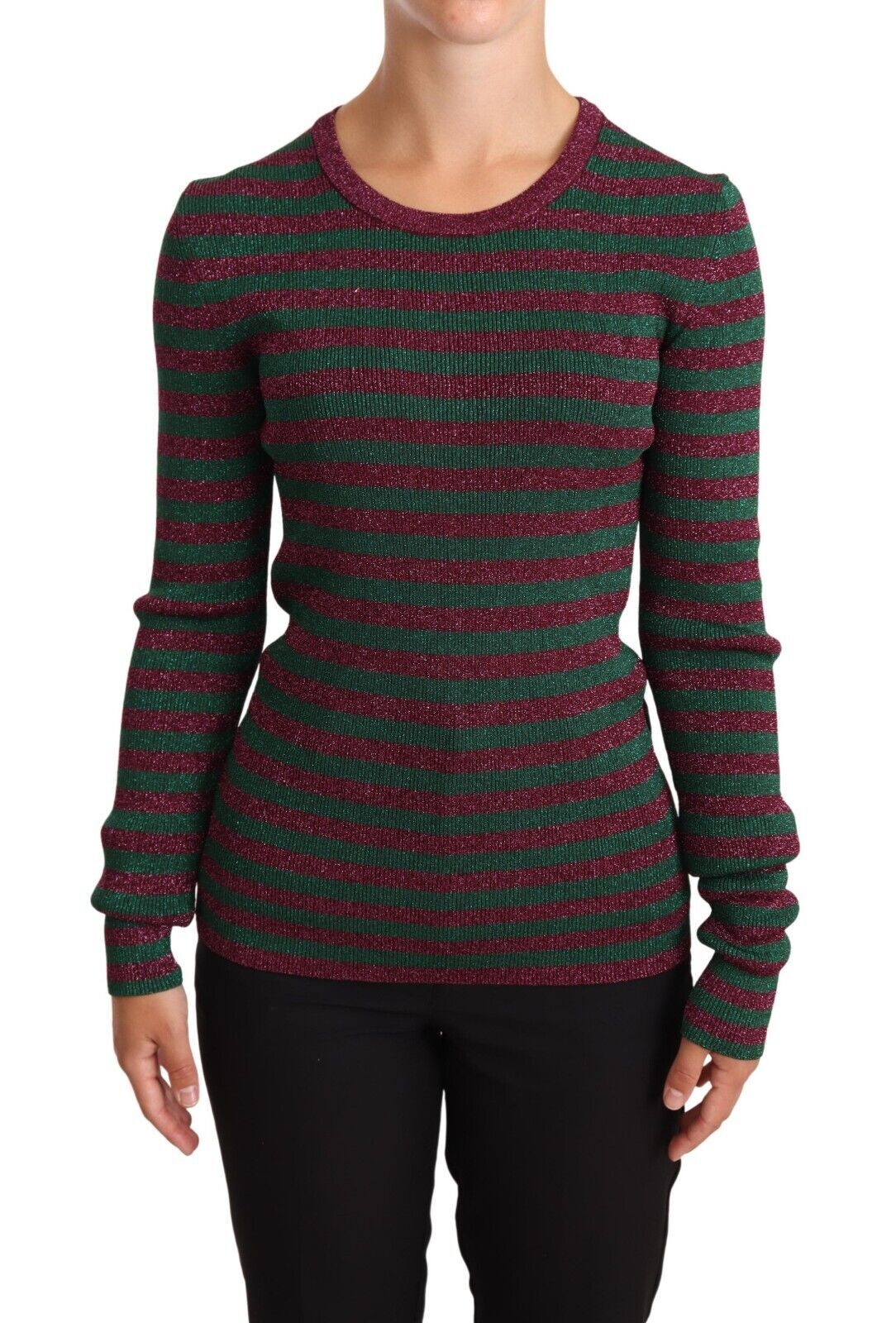 Dolce & Gabbana Multicolor Striped Crew Neck Pullover Sweater