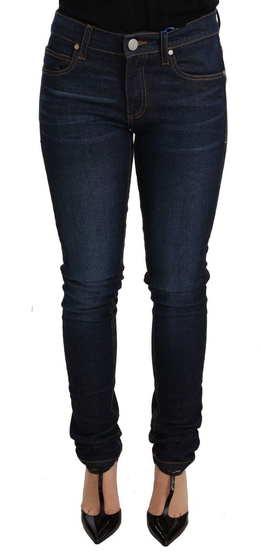 Versace Jeans Dark Blue Cotton Low Waist Skinny Denim Jeans