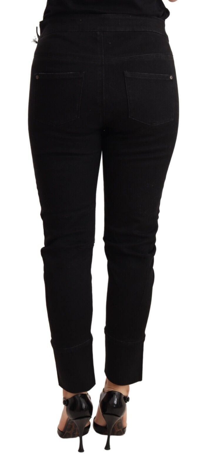 Ermanno Scervino Black Low Waist Skinny Slim Trouser Cotton  Jeans