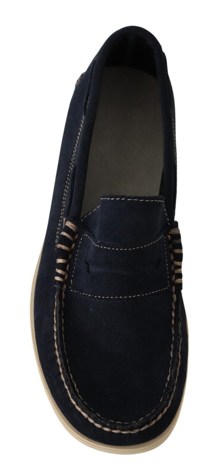 Pollini Blue Suede Low Top Mocassin Loafers Casual Men Shoes