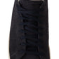 La Scarpa Italiana Black Suede Perforated Lace Up Sneakers Shoes