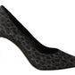 Sofia Black Leopard Leather Stiletto High Heels Pumps Shoes