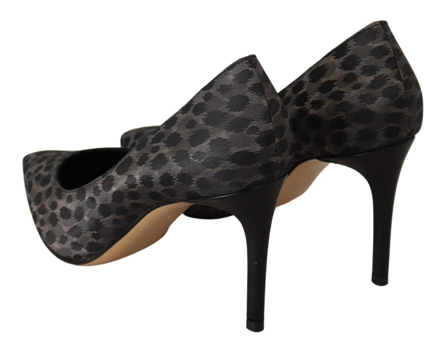 Sofia Black Leopard Leather Stiletto High Heels Pumps Shoes