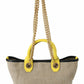 Dolce & Gabbana Beige Gold Chain Strap Shoulder Sling Purse Tote Bag