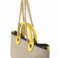 Dolce & Gabbana Beige Gold Chain Strap Shoulder Sling Purse Tote Bag