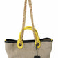 Dolce & Gabbana Beige Gold Chain Strap Shoulder Sling Purse Tote Bag