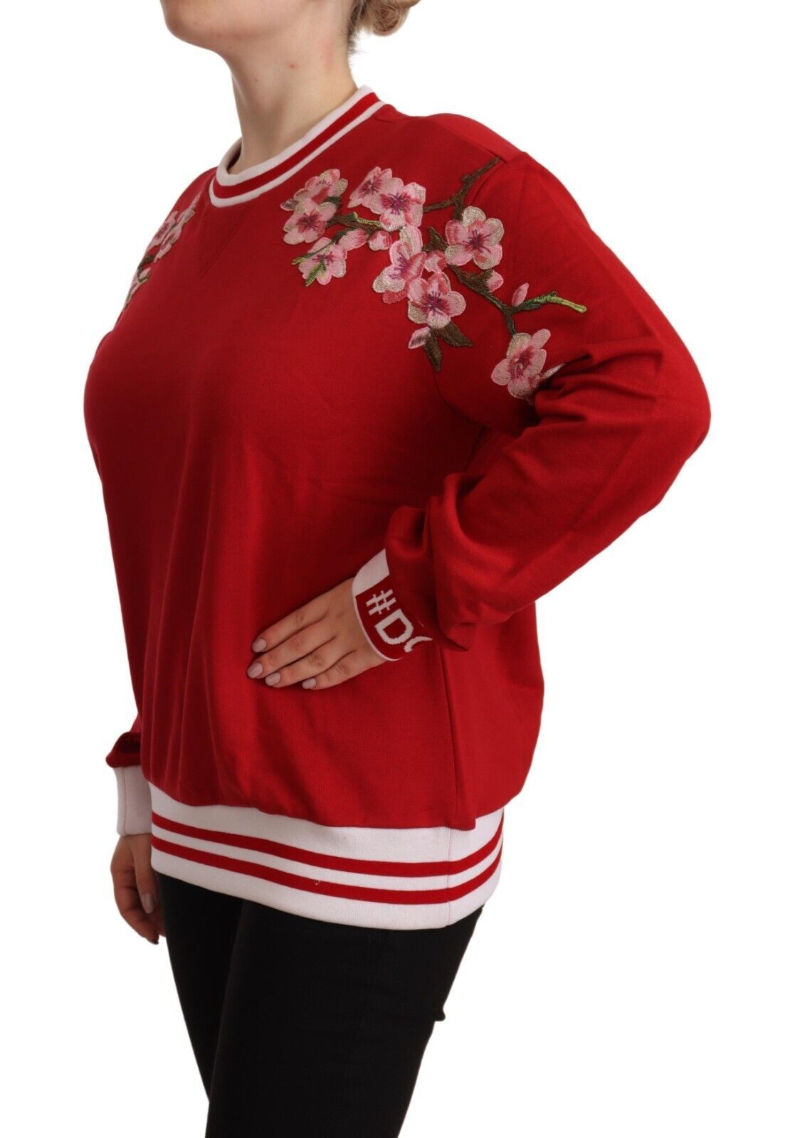 Dolce & Gabbana Red Cotton Crewneck #DGlove Pullover Sweater