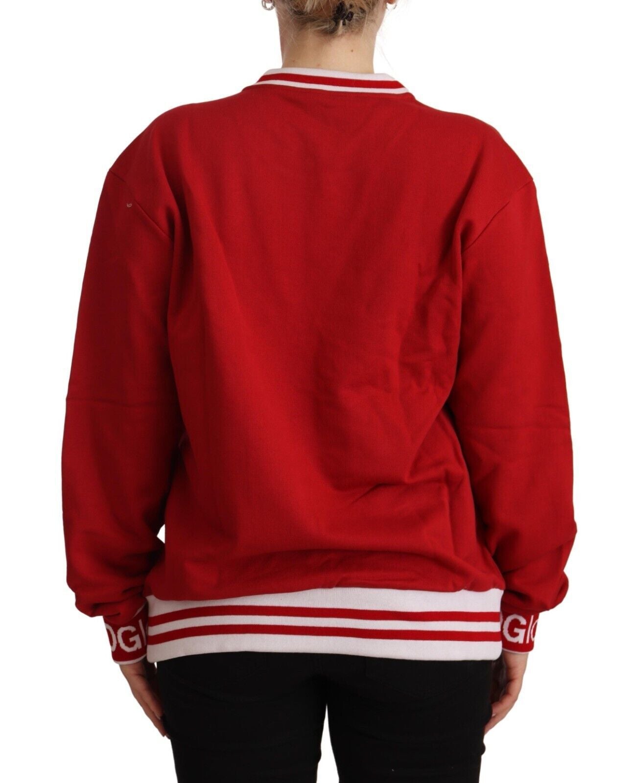 Dolce & Gabbana Red Cotton Crewneck #DGlove Pullover Sweater