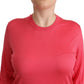 Dolce & Gabbana Pink Silk Crewneck Pullover Top Sweater