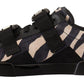 Dolce & Gabbana Black White Zebra Suede Rubber Sneakers Shoes