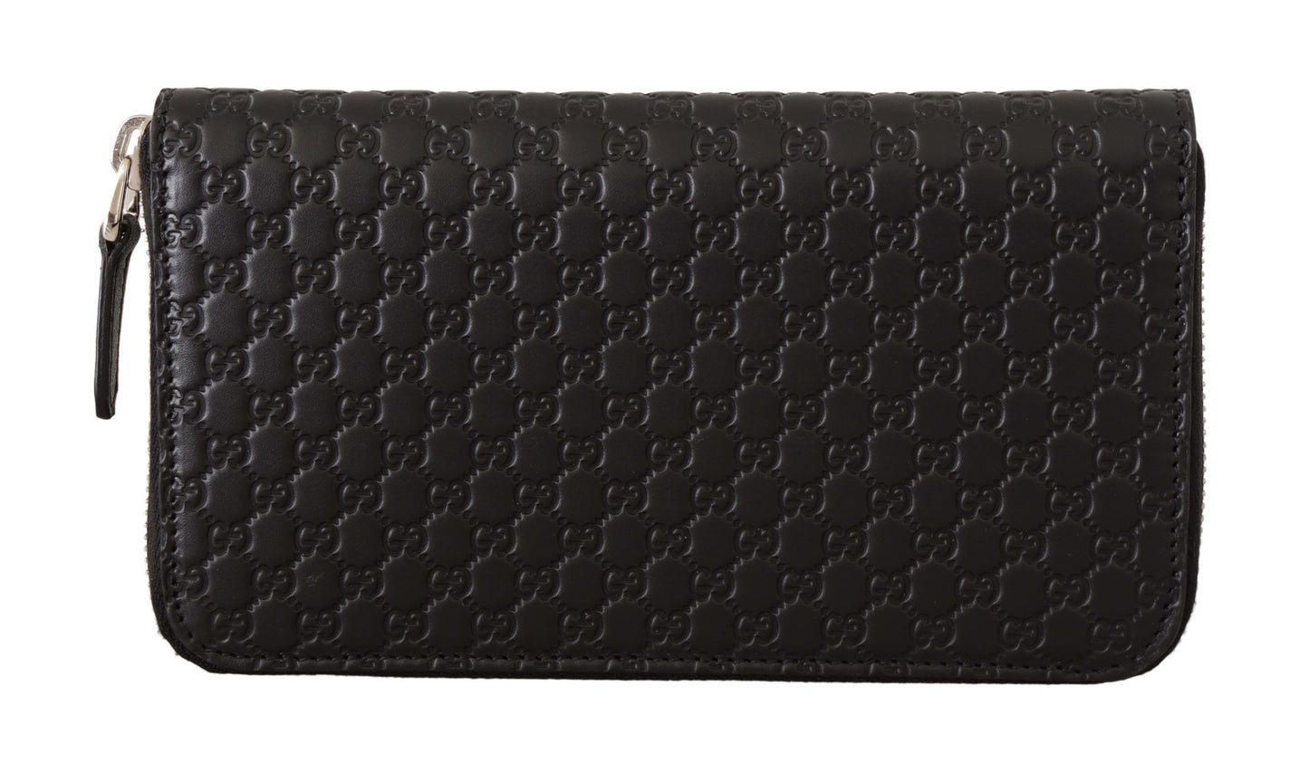 Gucci Black Wallet Microguccissima Leather Zipper Wallet