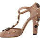 Dolce & Gabbana Pink Suede Embellished T-strap Pumps Shoes