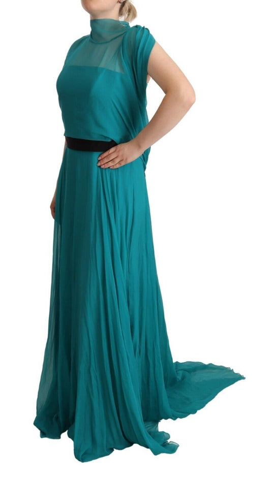 Alberta Ferretti Elegant Blue Silk A-Line Long Dress