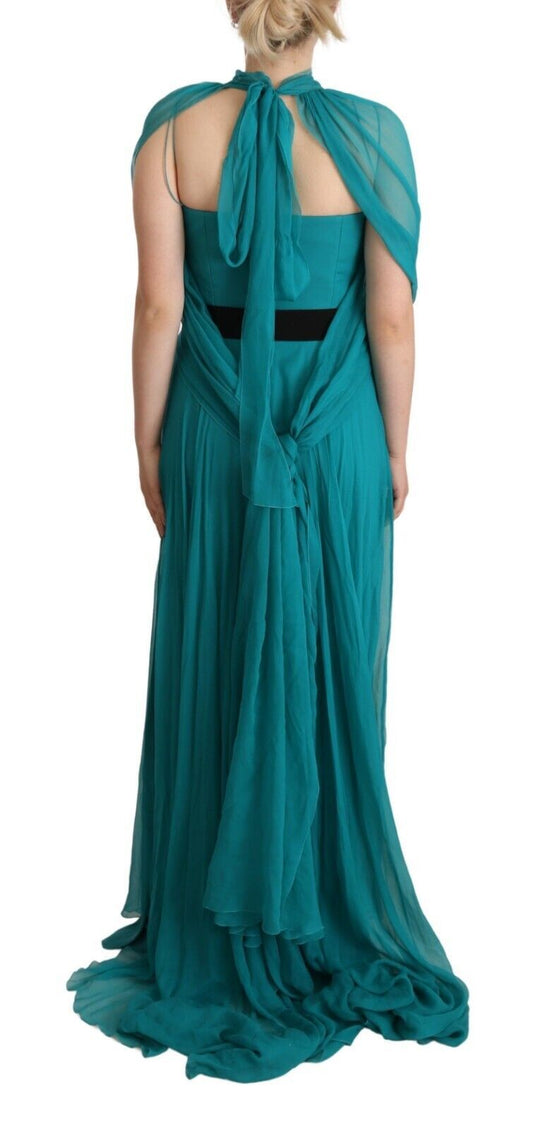 Alberta Ferretti Elegant Blue Silk A-Line Long Dress