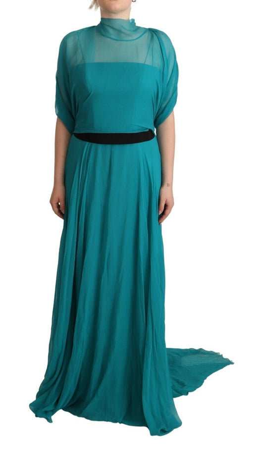 Alberta Ferretti Elegant Blue Silk A-Line Long Dress