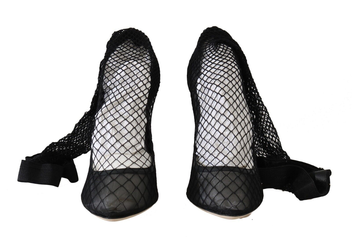 Dolce & Gabbana Black Netted Sock Heels Pumps Shoes