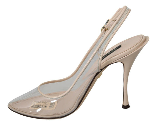 Dolce & Gabbana Slingback PVC Beige Clear High Heels Shoes