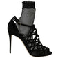 Dolce & Gabbana Black Suede Tulle Ankle Boots Sandal Shoes