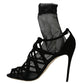 Dolce & Gabbana Black Suede Tulle Ankle Boots Sandal Shoes