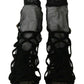 Dolce & Gabbana Black Suede Tulle Ankle Boots Sandal Shoes