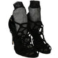 Dolce & Gabbana Black Suede Tulle Ankle Boots Sandal Shoes