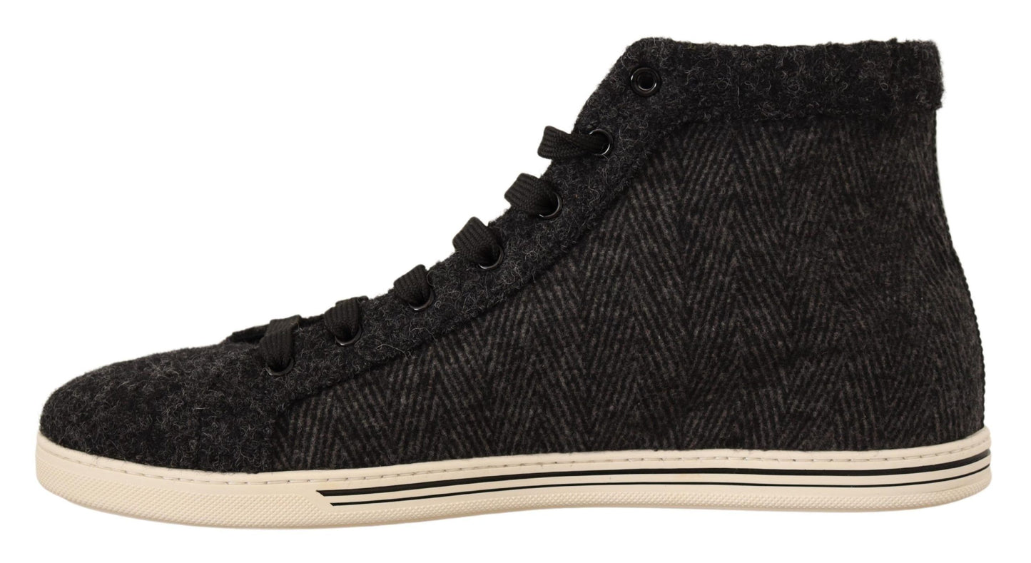 Dolce & Gabbana Gray Wool Cotton Casual High Top Sneakers