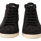 Dolce & Gabbana Gray Wool Cotton Casual High Top Sneakers