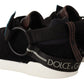 Dolce & Gabbana Brown Leather Black Shearling Sneakers