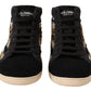 Dolce & Gabbana Beige Brown Wool Cotton High Top Sneakers