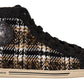 Dolce & Gabbana Beige Brown Wool Cotton High Top Sneakers