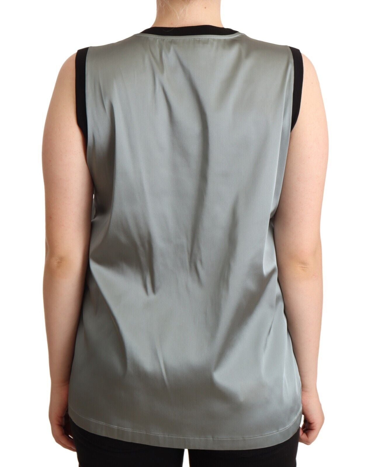 Dolce & Gabbana Silver Round Neck Sleeveless Casual Tank Top