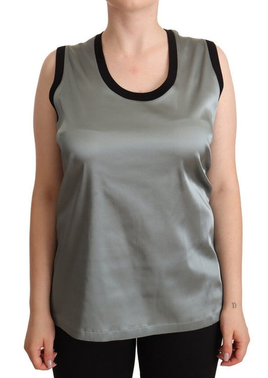 Dolce & Gabbana Silver Round Neck Sleeveless Casual Tank Top