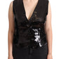 Dolce & Gabbana Black Sequin V-Neck Sleeveless Vest Tank Top