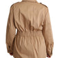 Dolce & Gabbana Beige Cotton Long Sleeves Collared Coat Jacket