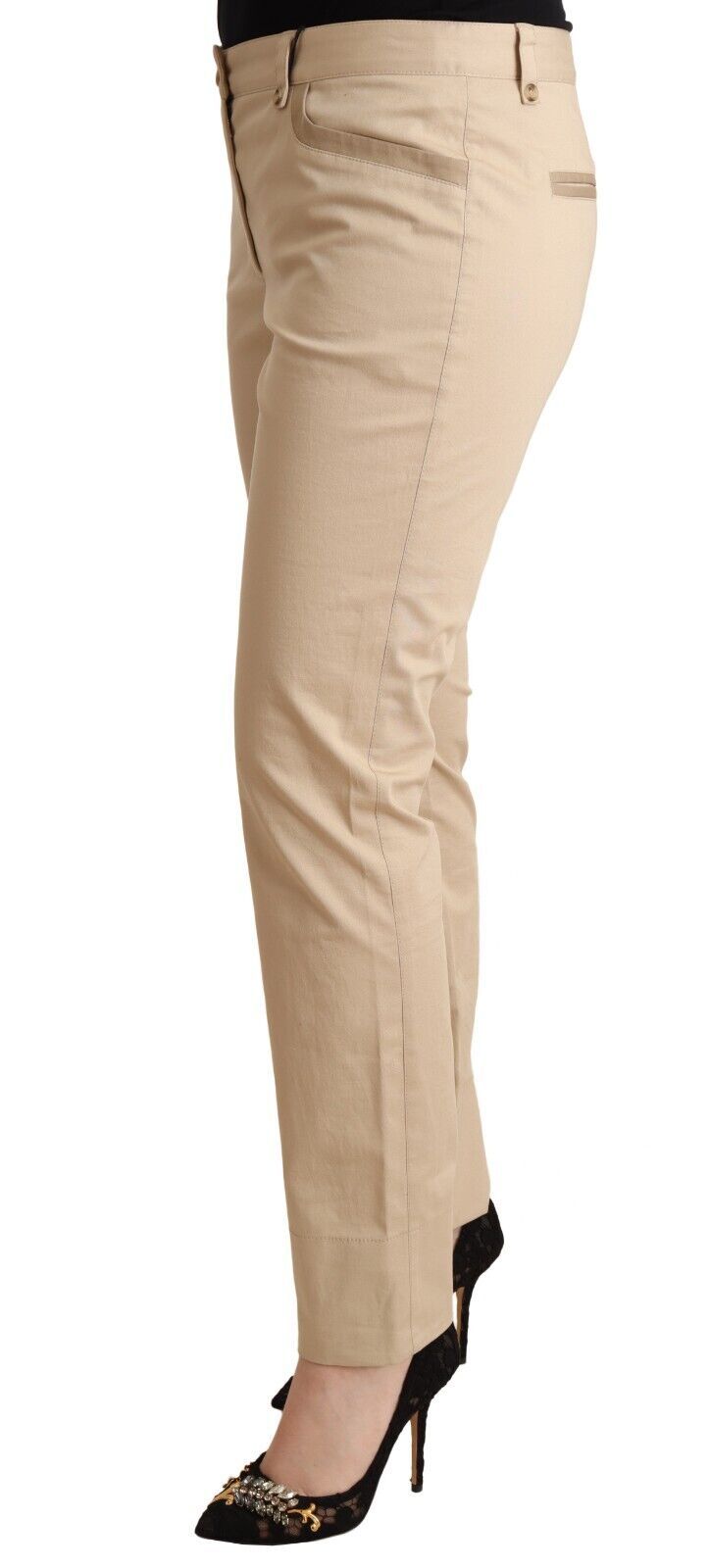 Dolce & Gabbana Beige Cotton Stretch Skinny Trouser Pants