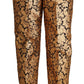 Dolce & Gabbana Gold Floral Jacquard High Waist Trousers