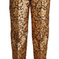 Dolce & Gabbana Gold Floral Jacquard High Waist Trousers