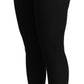 Dolce & Gabbana Black Cashmere Stretch Waist Tights Pants